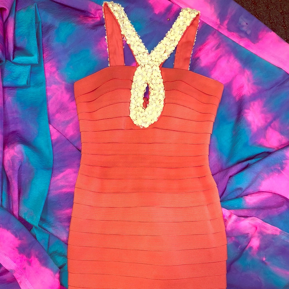 Coral Sherri Hill cocktail dress